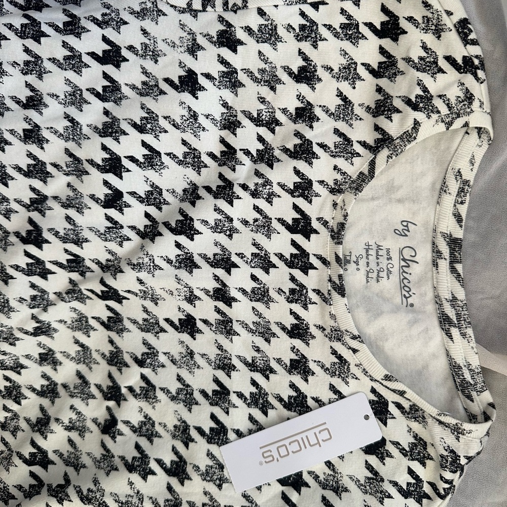 Chicos Black and White Houndstooth Top